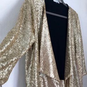 Draped Front Sequin Blazer
